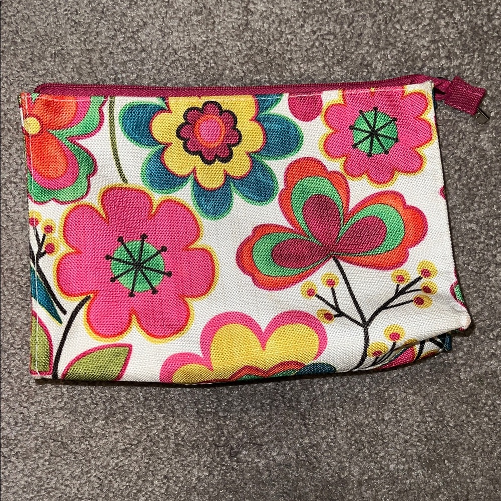 Clinique Floral Cosmetic Bag - Pink, Yellow, Green